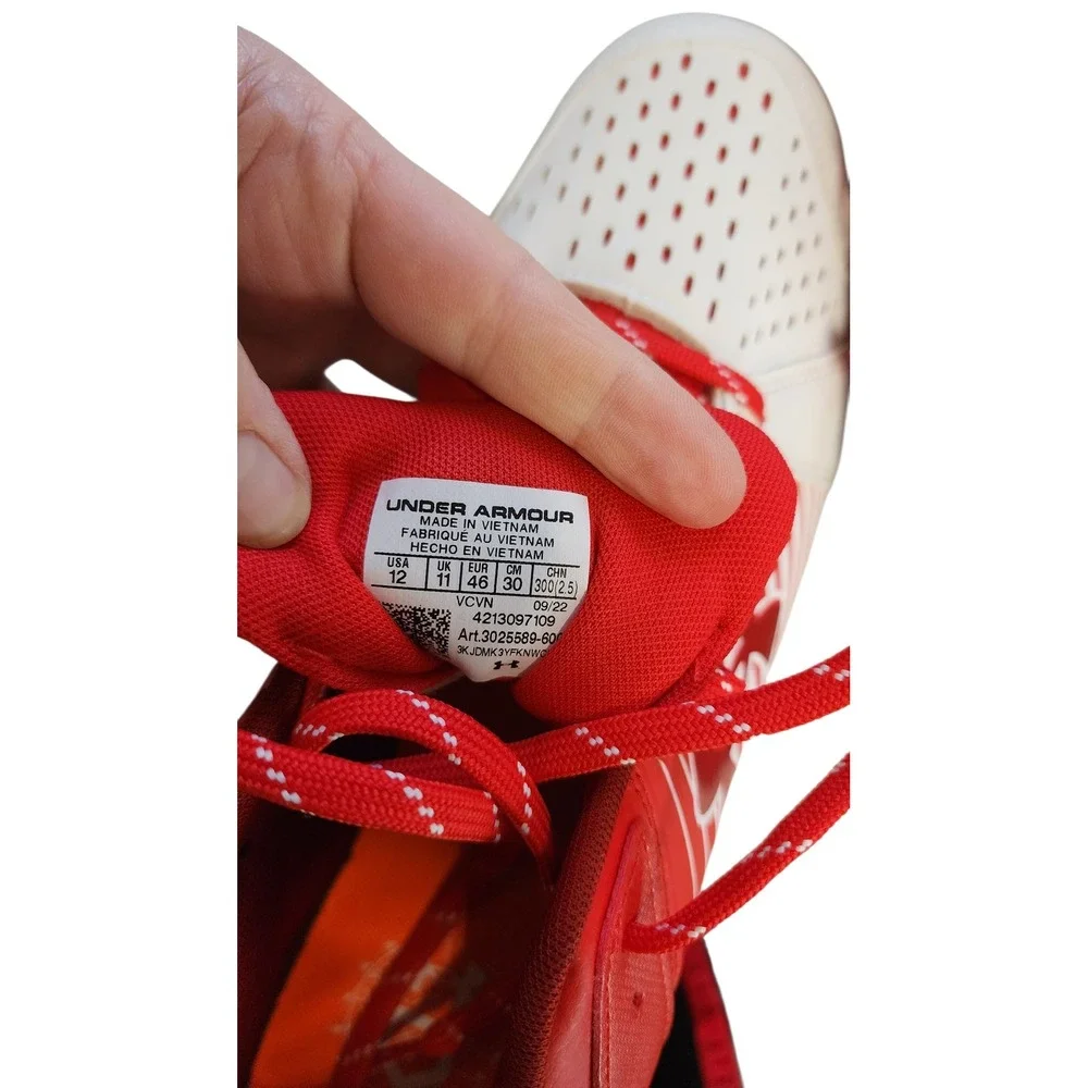 Under‎ Armour Leadoff Baseball Cleats Mens 12 Red White Excellent